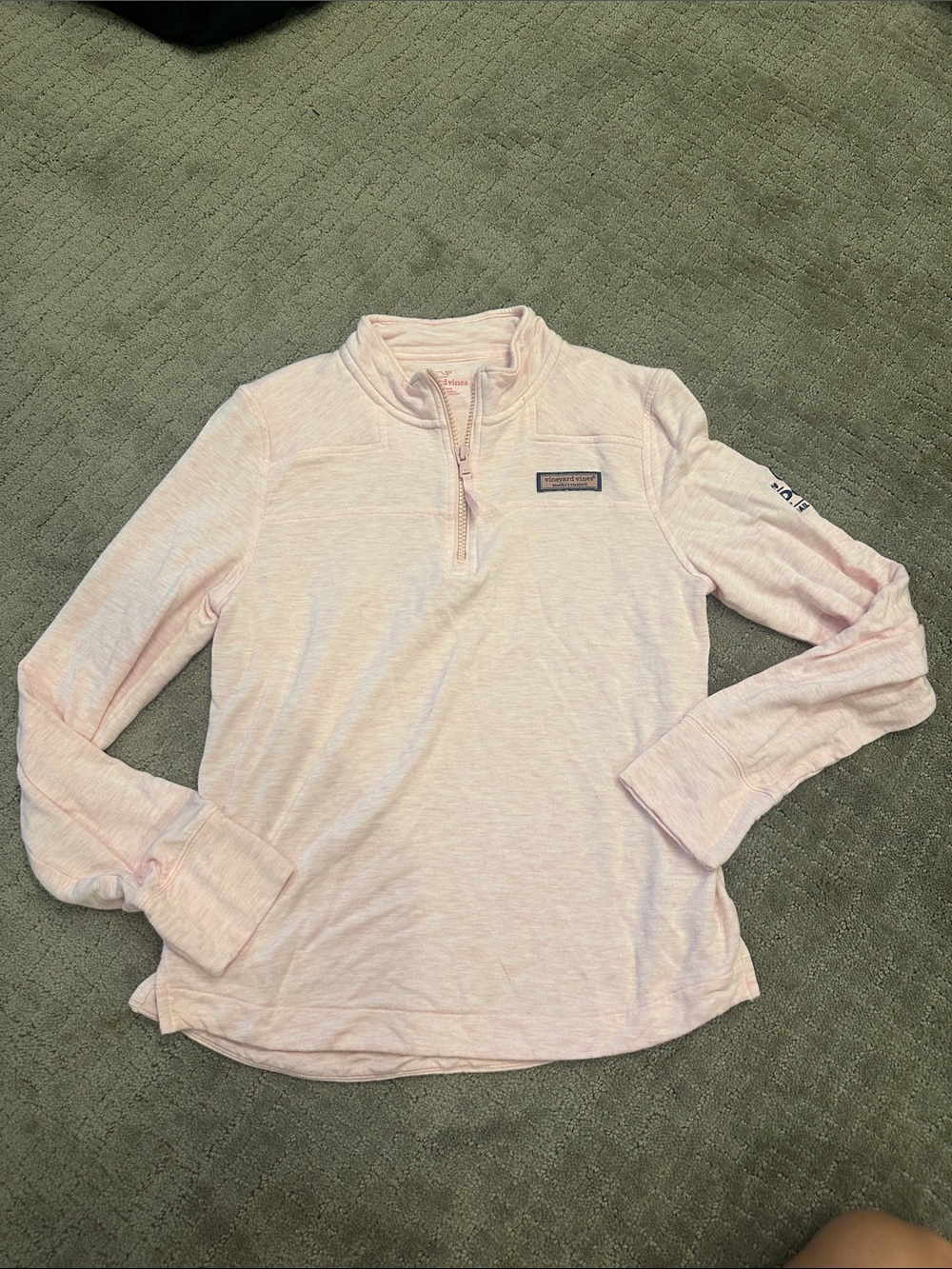 Vineyard Vines Light Pink Girls' Long-Sleeve Quarter Zip pga logo